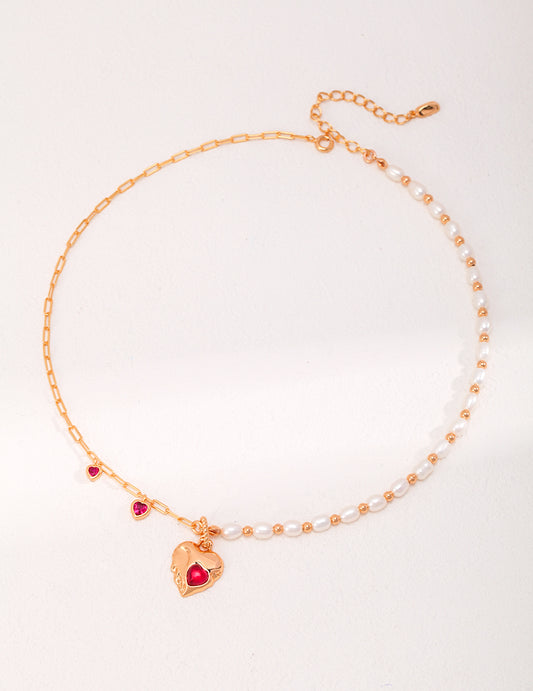 Juliet pink heart necklace